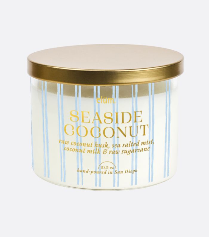 10.5 oz Seaside Coconut Stripes Glass Candle