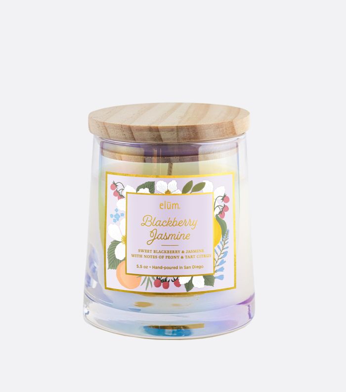 5.5 oz Berry Patch Iridescent Glass Candle with Wood Lid