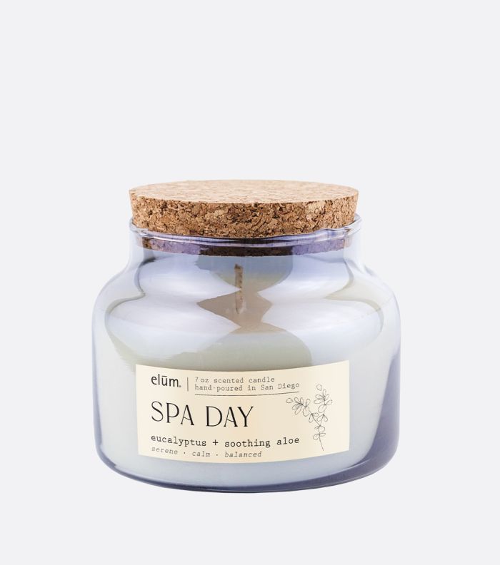 7 oz Spa Day Eucalyptus Smoky Glass Candle with Cork Lid