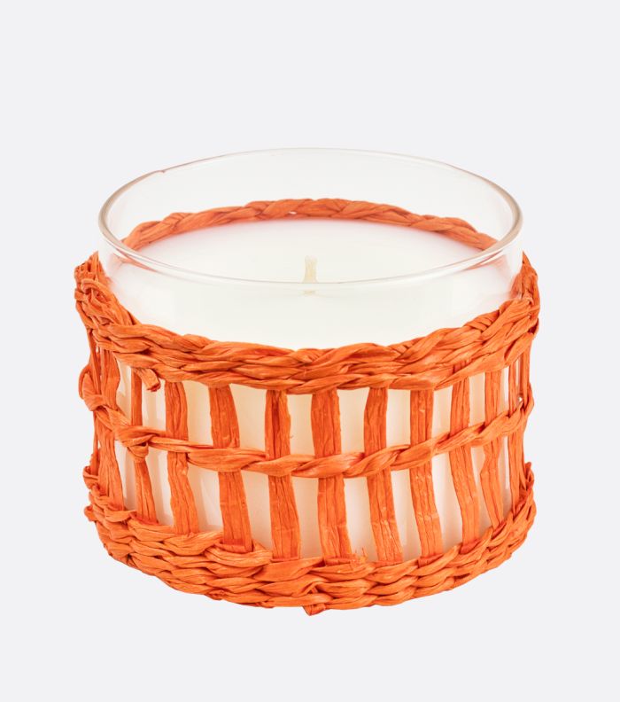10.5 oz Tangerine Woven Seagrass Glass Candle