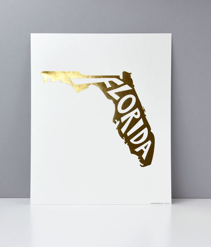 Florida Foil Letterpress Art Print