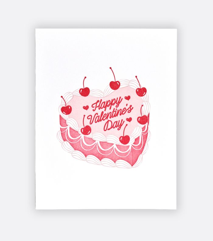 heart cake letterpress greeting card