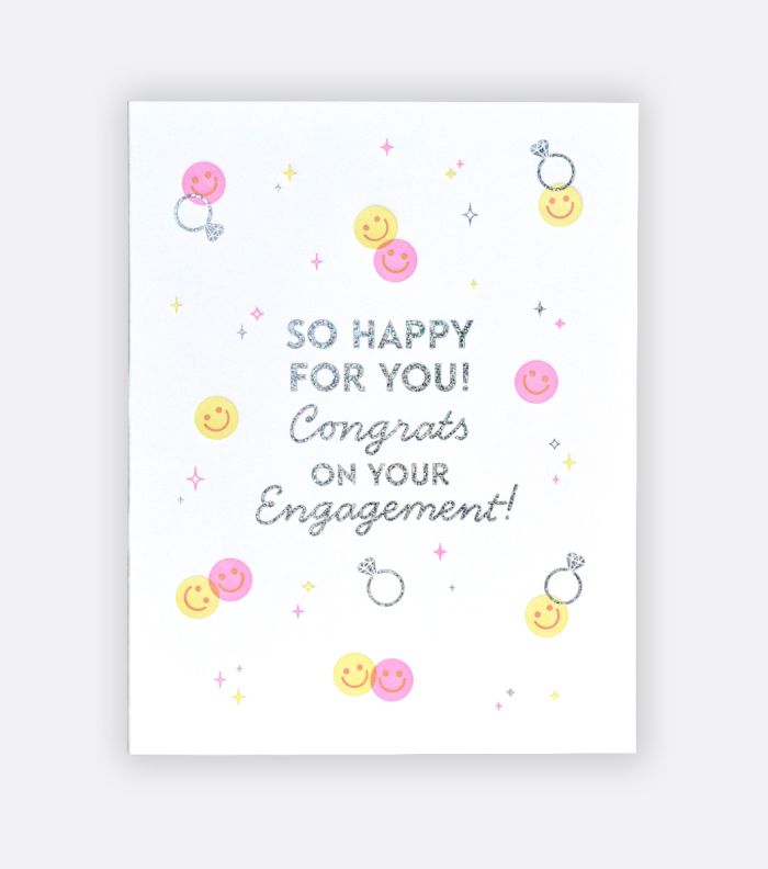 happy engagement letterpress greeting card 