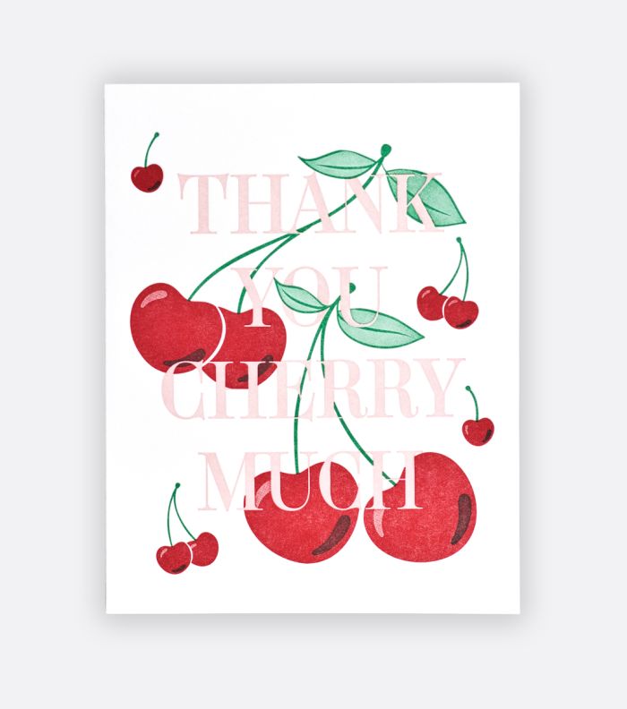 thank you cherry much letterpress greeting card