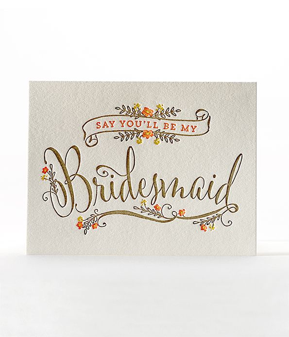 Elum Designs Corsage Be My Bridesmaid Letterpress Greeting Card 