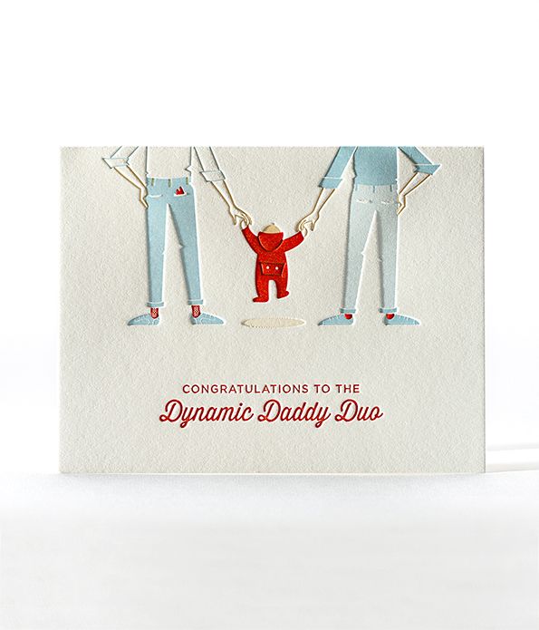 Elum Designs Dynamic Daddy Duo LGBTQ New Baby Same Sex Greeting Card for Dads 
