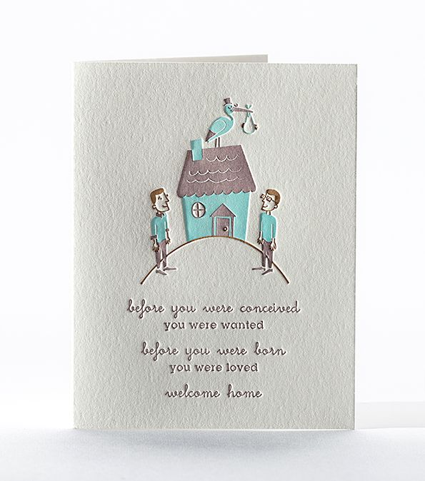 Elum Designs Welcome Home - Dads Same Sex New Baby Letterpress Greeting Card 