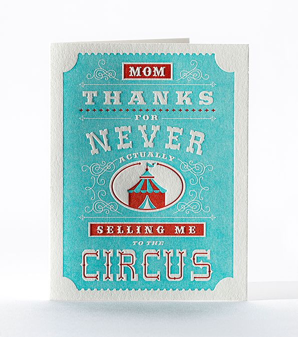 Elum Designs Circus Letterpress Greeting Card for Mom 