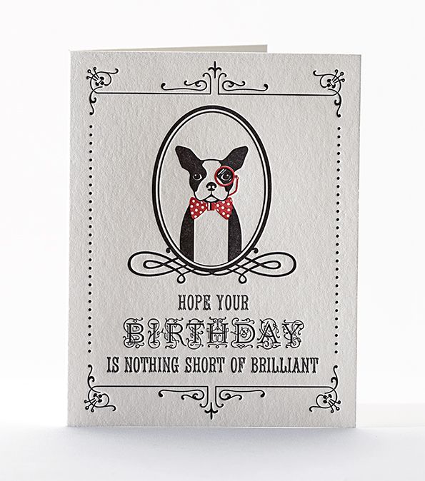 Elum Designs Brilliant Terrier Letterpress Birthday Greeting Card 