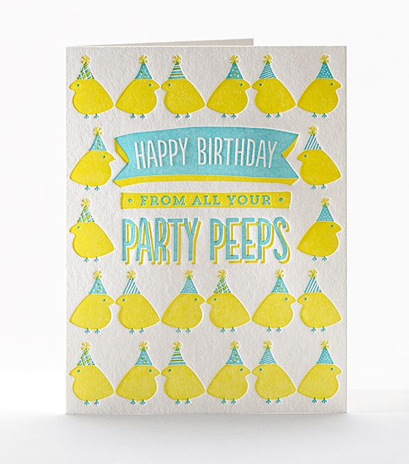Elum Designs Party Peeps Letterpress Birthday Greeting Card 