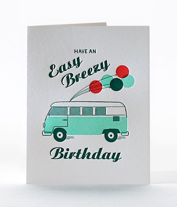 Elum Designs Easy Breezy Letterpress Birthday Greeting Card 