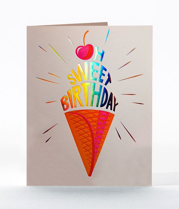 Elum Designs Melting Ice Cream Letterpress Birthday Greeting Card 