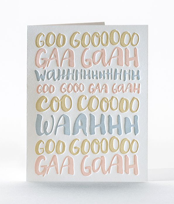 Elum Designs Baby Sounds New Baby Letterpress Greeting Card 