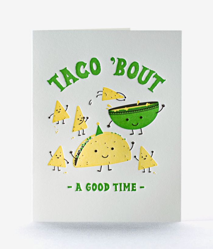 Taco Party Letterpress Birthday Card 