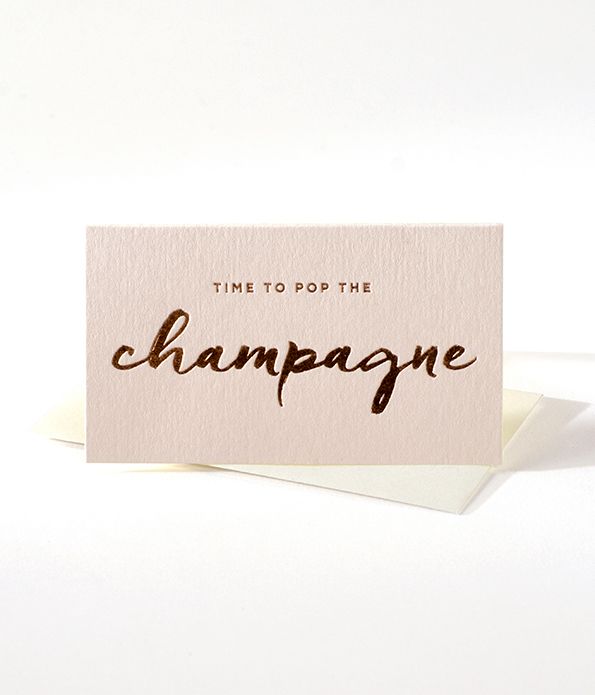 Elum Designs Painterly "Time To Pop The Champagne" Letterpress Mini Note Gift Enclosure 