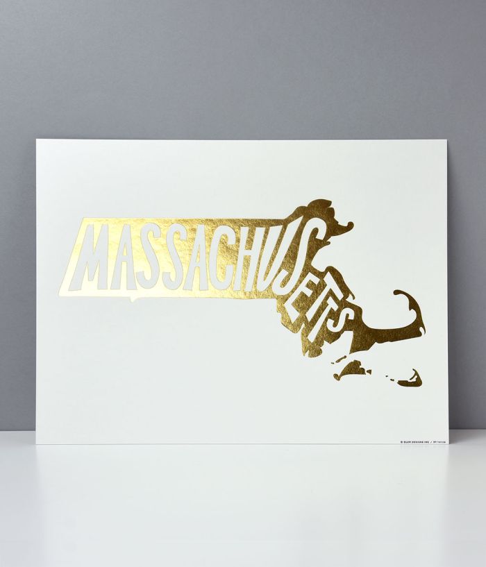 Massachusetts Foil Letterpress Art Print