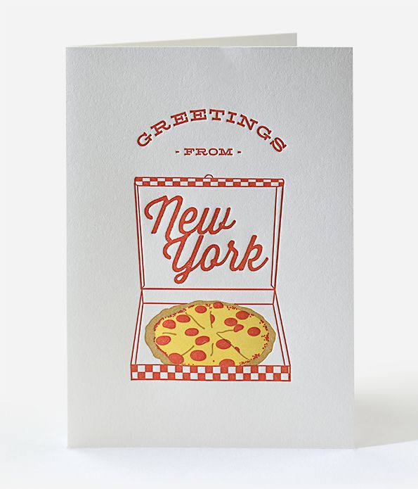 New York Pizza Letterpress Greeting Card 