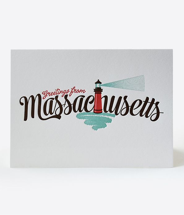 Massachusetts Letterpress Greeting Card 
