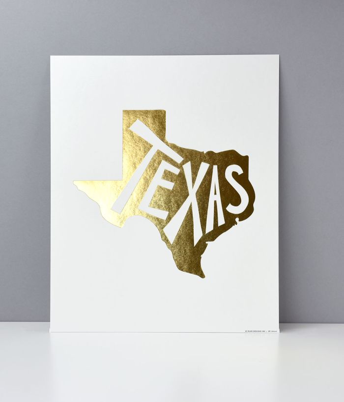 Texas Foil Letterpress Art Print