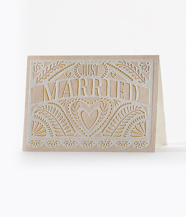 Elum Designs Marriage Papel "Just Married" Letterpress Box Note Cards 