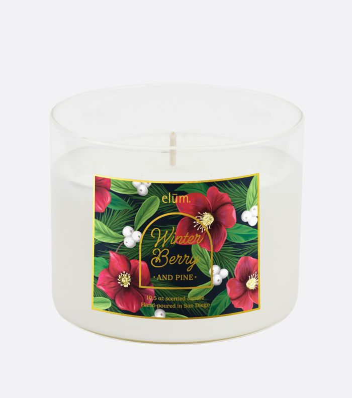 10.5 oz Winter Berry Floral Glass Candle