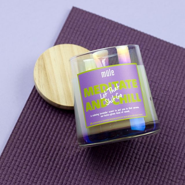 5.5 oz Meditate & Chill Iridescent Glass Candle with Wood Lid 