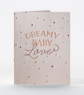 Elum Designs Loving Little Dreams (Pink) Letterpress Baby Greeting Card 