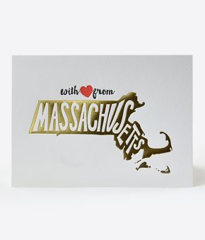 With Love From Massachusetts Letterpress Greeting Card