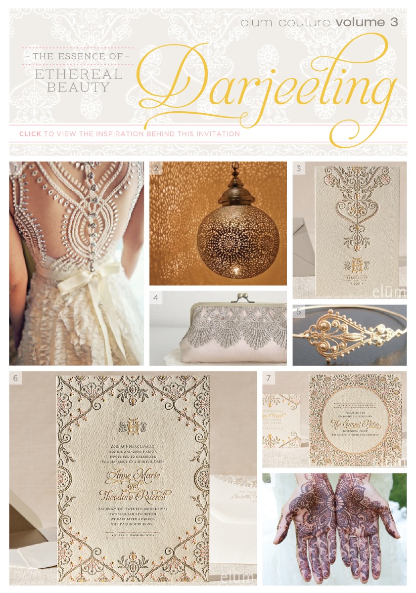 Darjeeling Letterpress Wedding Invitation by Elum Designs